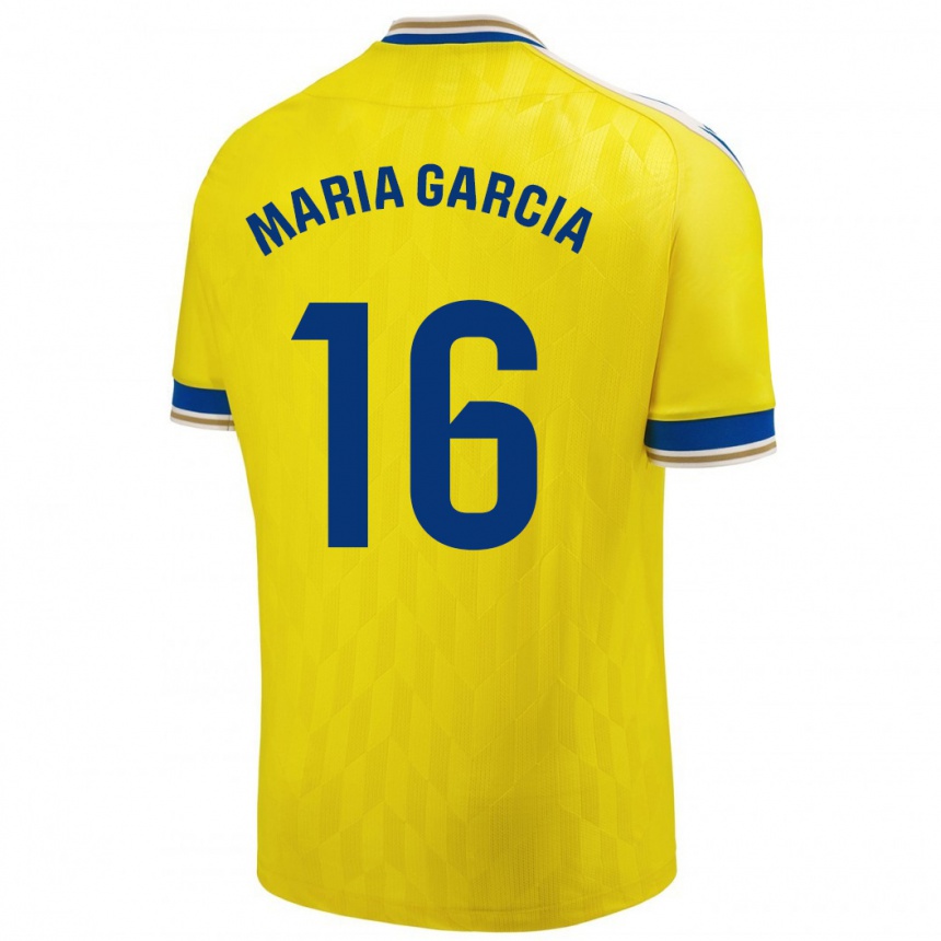 Men Football Maria García Fernández #16 Yellow Home Jersey 2023/24 T-Shirt