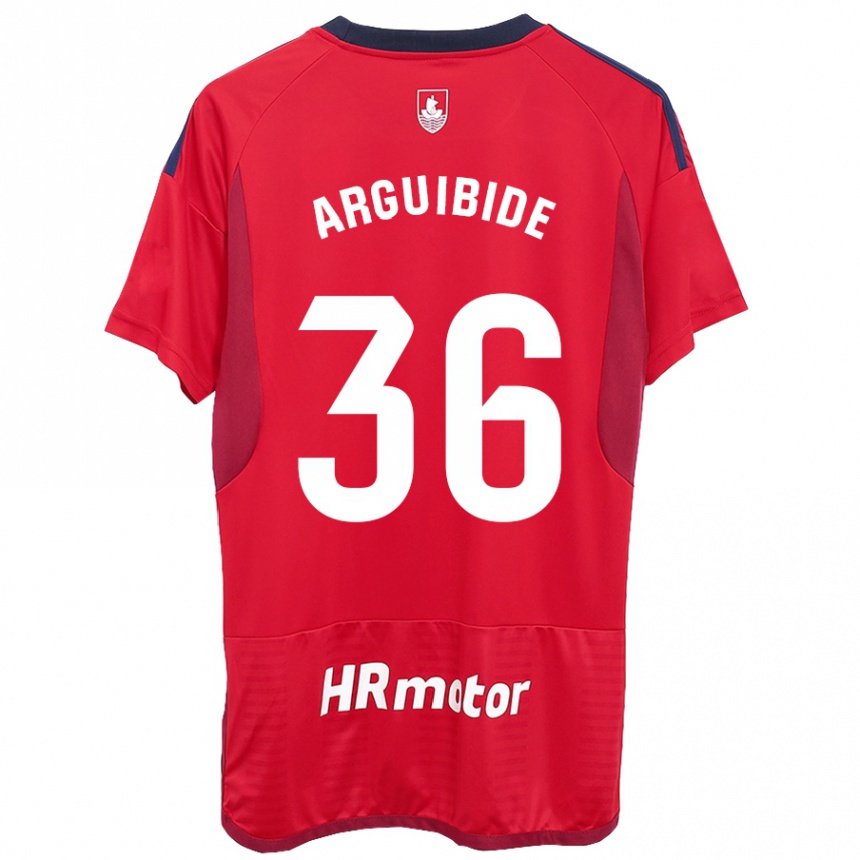 Men Football Iñigo Arguibide #36 Red Home Jersey 2023/24 T-Shirt