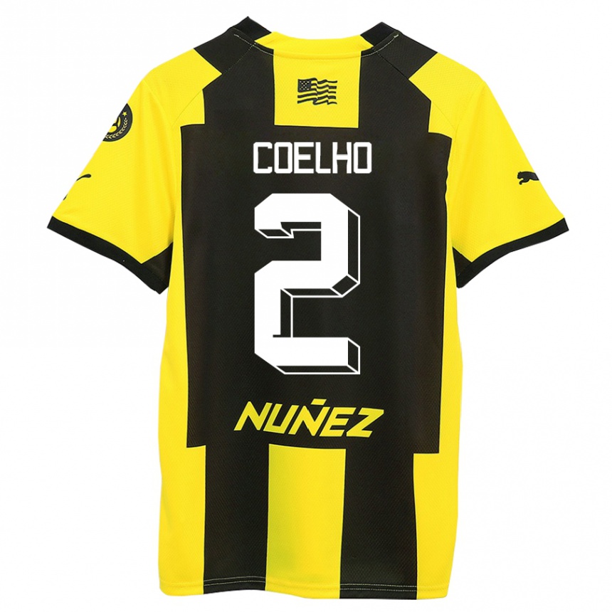 Men Football Léo Coelho #2 Yellow Black Home Jersey 2023/24 T-Shirt