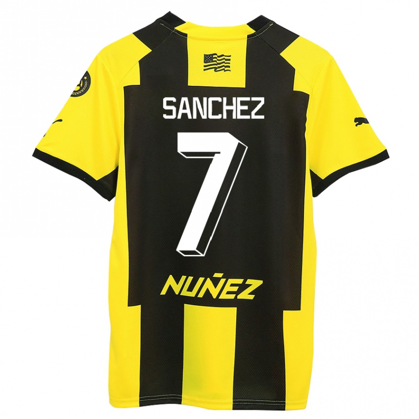 Men Football Carlos Sánchez #7 Yellow Black Home Jersey 2023/24 T-Shirt
