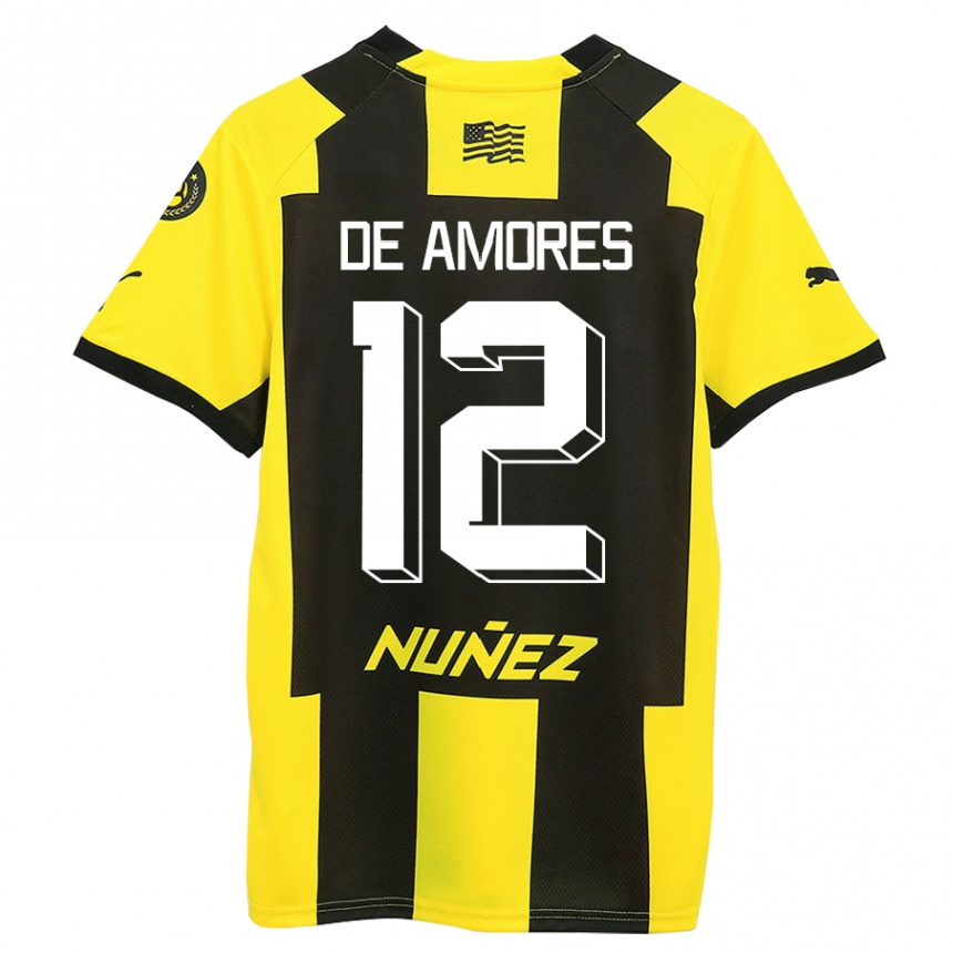 Men Football Guillermo De Amores #12 Yellow Black Home Jersey 2023/24 T-Shirt