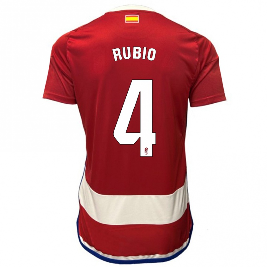 Men Football Miguel Rubio #4 Red Home Jersey 2023/24 T-Shirt