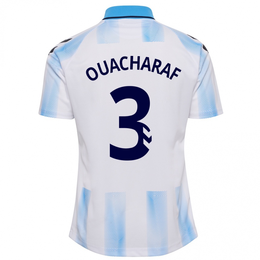 Men Football Bilal Ouacharaf #3 White Blue Home Jersey 2023/24 T-Shirt