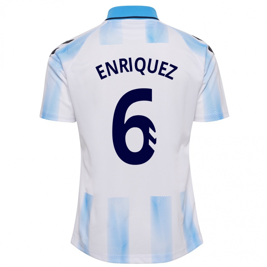 Men Football Ramón Enríquez #6 White Blue Home Jersey 2023/24 T-Shirt