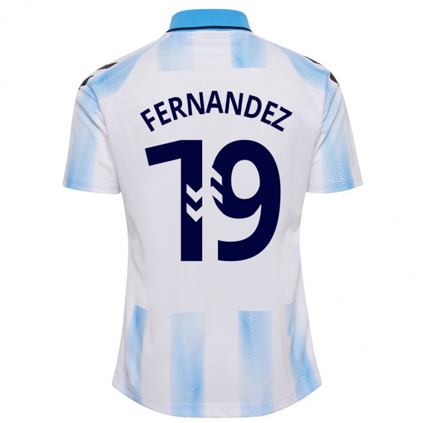 Men Football Roberto Fernández #19 White Blue Home Jersey 2023/24 T-Shirt