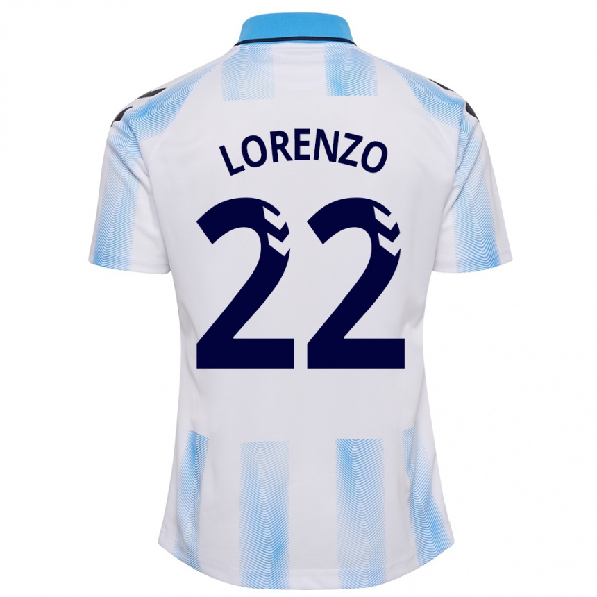 Men Football Dani Lorenzo #22 White Blue Home Jersey 2023/24 T-Shirt