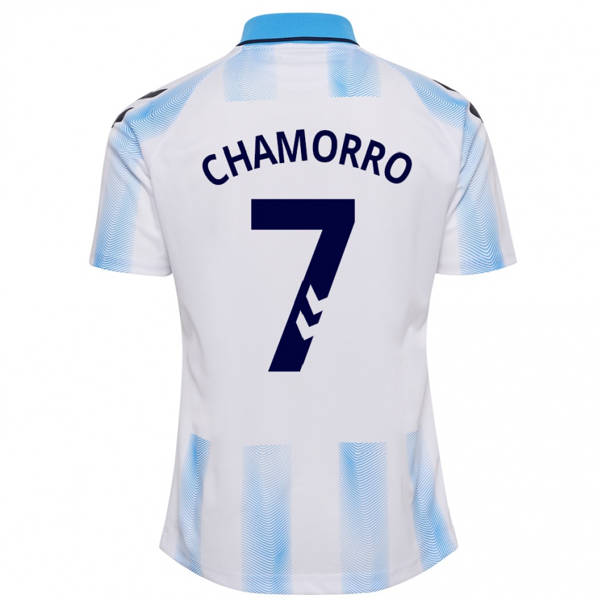 Men Football Alexis Chamorro #7 White Blue Home Jersey 2023/24 T-Shirt