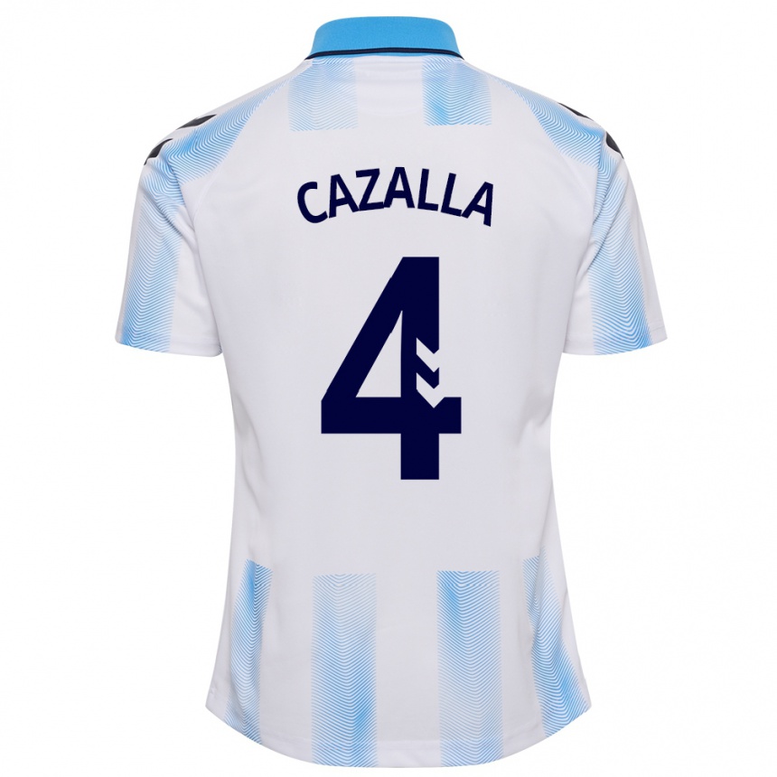 Men Football Marta Cazalla #4 White Blue Home Jersey 2023/24 T-Shirt