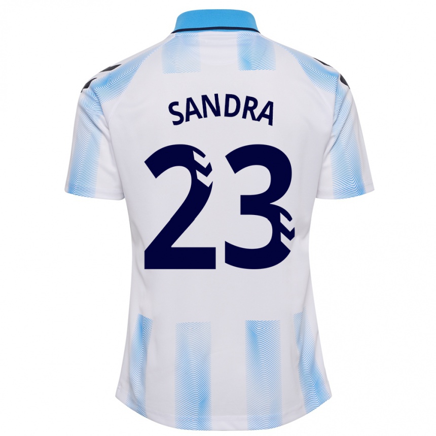 Men Football Sandra #23 White Blue Home Jersey 2023/24 T-Shirt