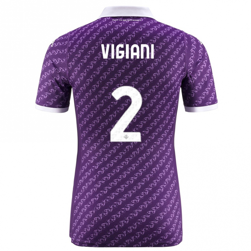 Men Football Lorenzo Vigiani #2 Violet Home Jersey 2023/24 T-Shirt