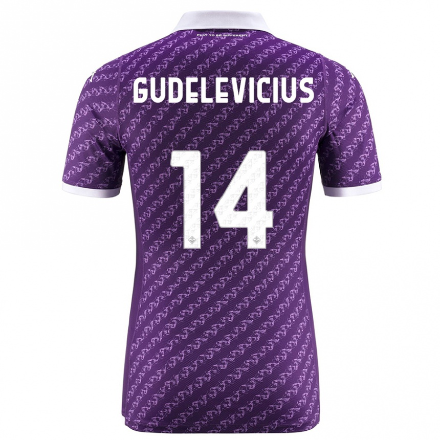 Men Football Ernestas Gudelevicius #14 Violet Home Jersey 2023/24 T-Shirt