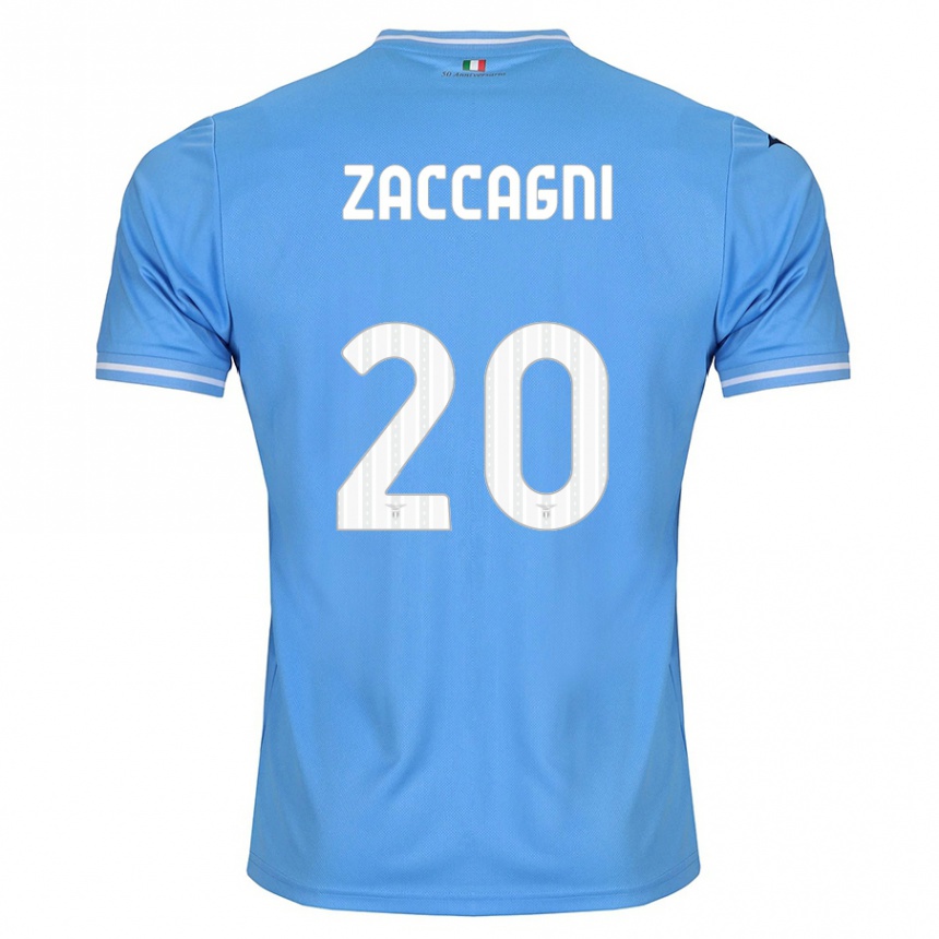 Men Football Mattia Zaccagni #20 Blue Home Jersey 2023/24 T-Shirt
