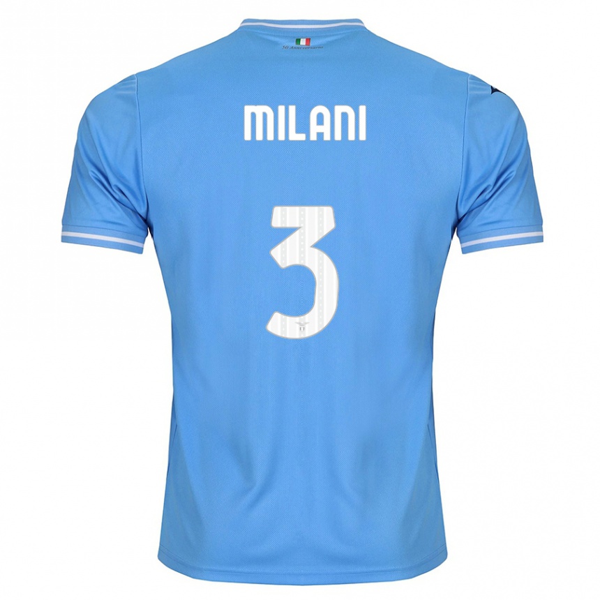 Men Football Alessandro Milani #3 Blue Home Jersey 2023/24 T-Shirt