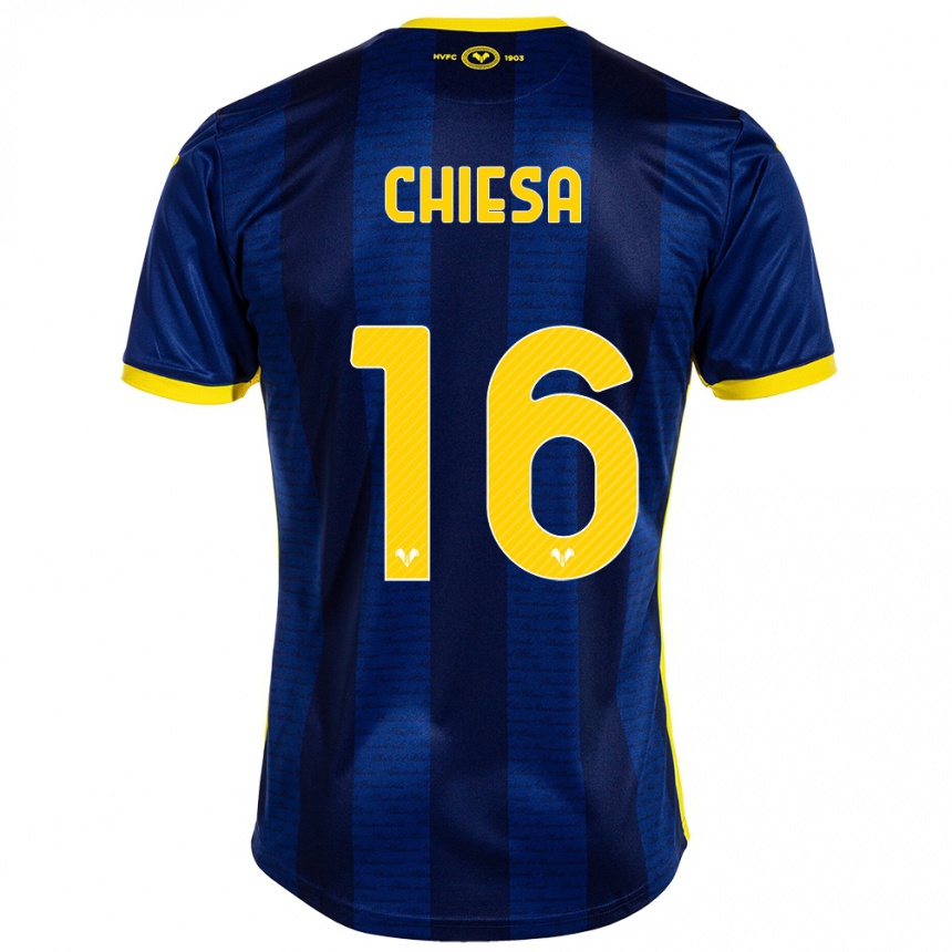 Men Football Mattia Chiesa #16 Navy Home Jersey 2023/24 T-Shirt