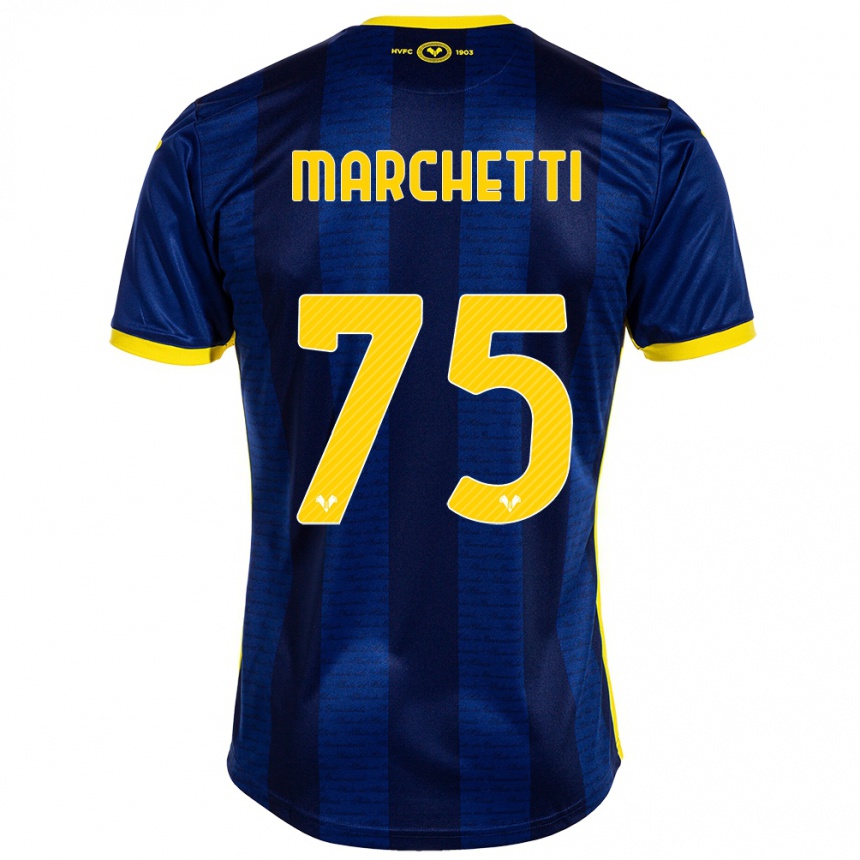 Men Football Nicolò Marchetti #75 Navy Home Jersey 2023/24 T-Shirt