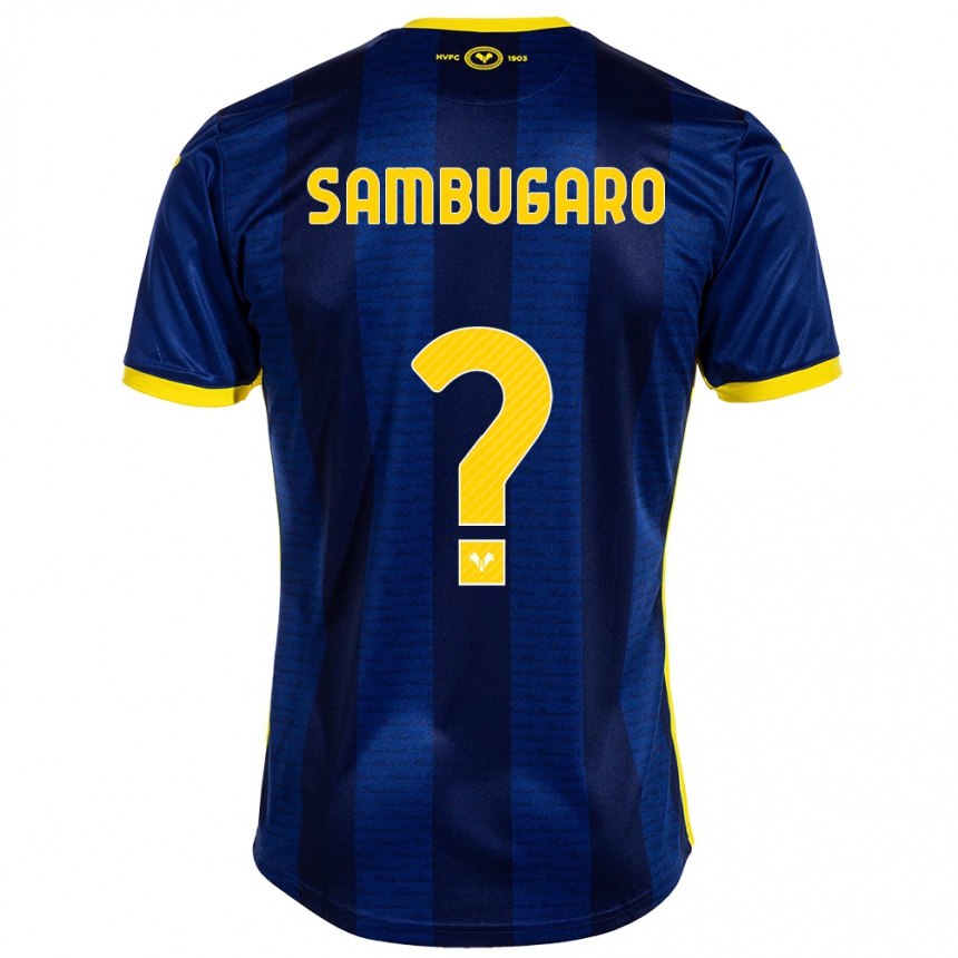 Men Football Mattia Sambugaro #0 Navy Home Jersey 2023/24 T-Shirt