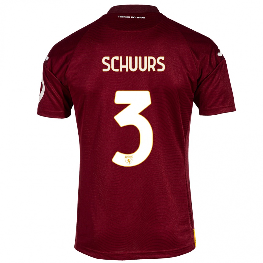 Men Football Perr Schuurs #3 Dark Red Home Jersey 2023/24 T-Shirt