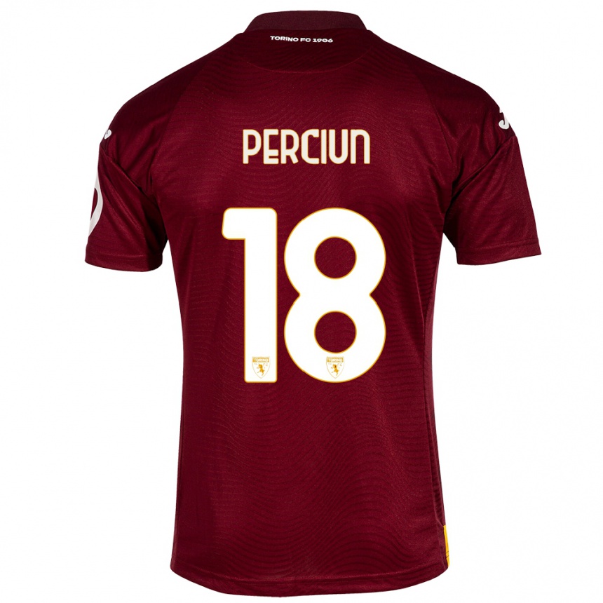 Men Football Sergiu Perciun #18 Dark Red Home Jersey 2023/24 T-Shirt