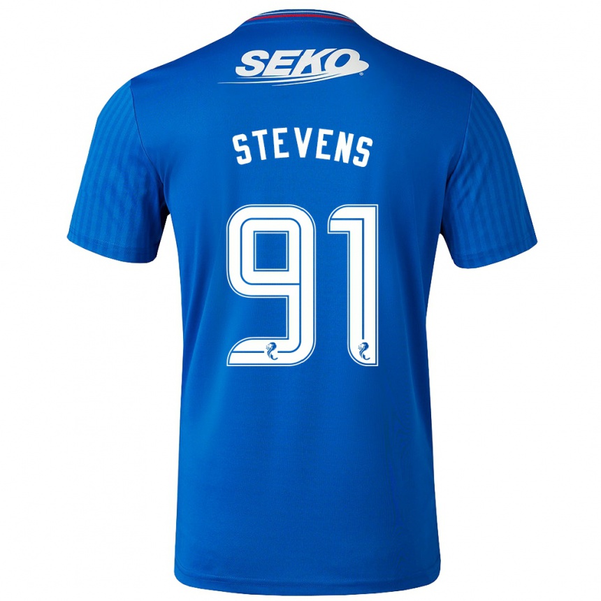 Men Football Archie Stevens #91 Blue Home Jersey 2023/24 T-Shirt