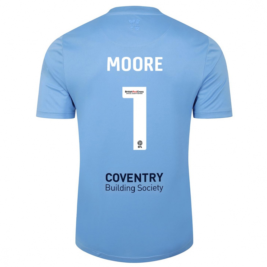 Men Football Simon Moore #1 Sky Blue Home Jersey 2023/24 T-Shirt