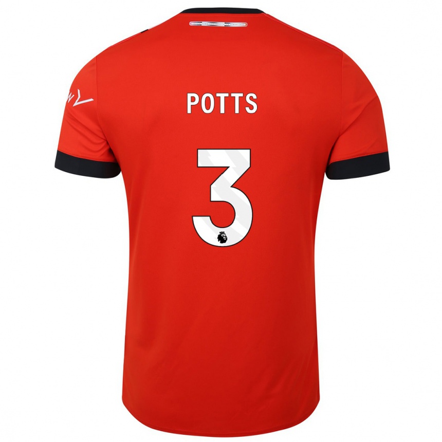 Men Football Dan Potts #3 Red Home Jersey 2023/24 T-Shirt