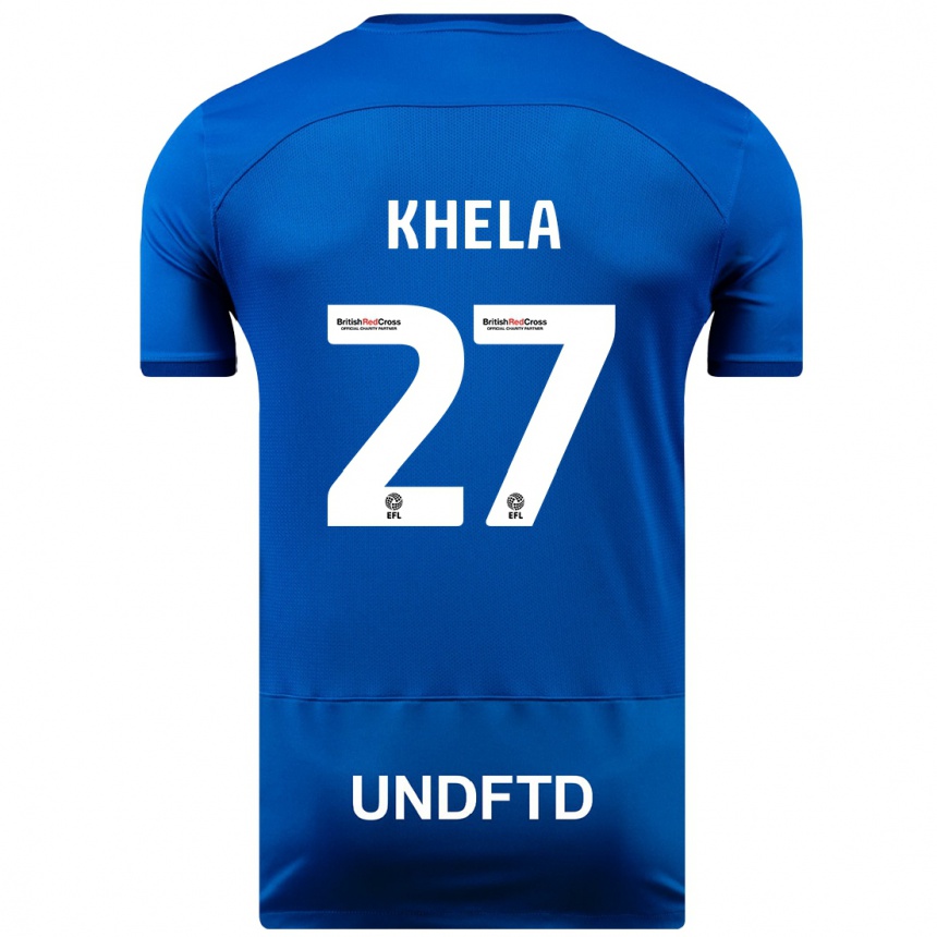 Men Football Brandon Khela #27 Blue Home Jersey 2023/24 T-Shirt