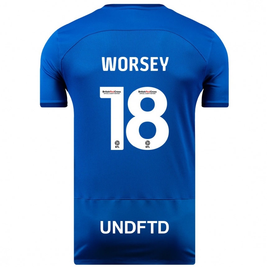 Men Football Louanne Worsey #18 Blue Home Jersey 2023/24 T-Shirt