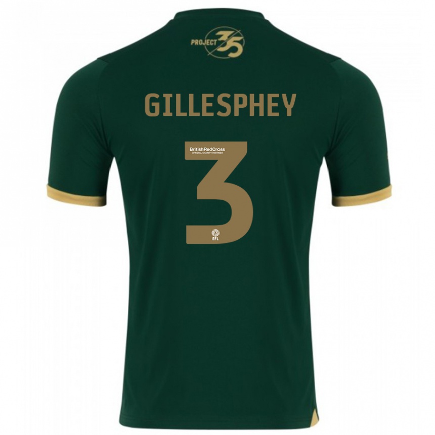 Men Football Macaulay Gillesphey #3 Green Home Jersey 2023/24 T-Shirt