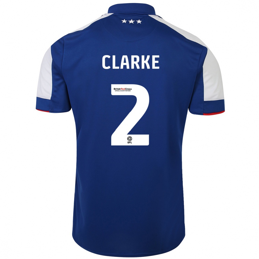 Men Football Harry Clarke #2 Blue Home Jersey 2023/24 T-Shirt