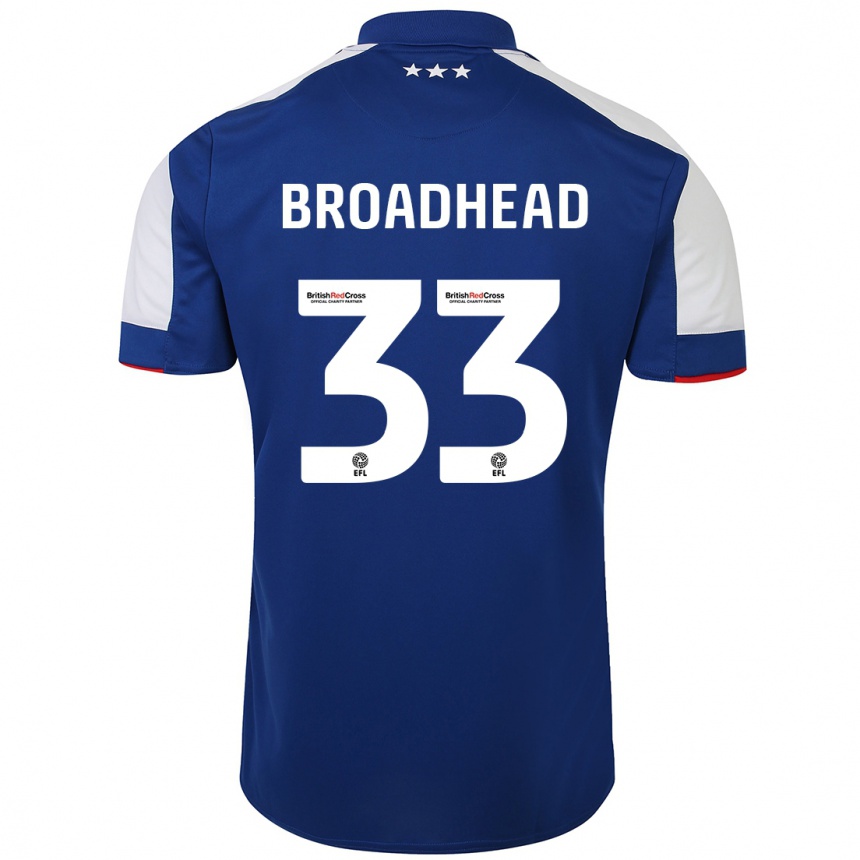 Men Football Nathan Broadhead #33 Blue Home Jersey 2023/24 T-Shirt