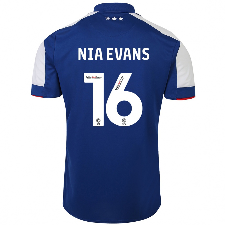 Men Football Nia Evans #16 Blue Home Jersey 2023/24 T-Shirt