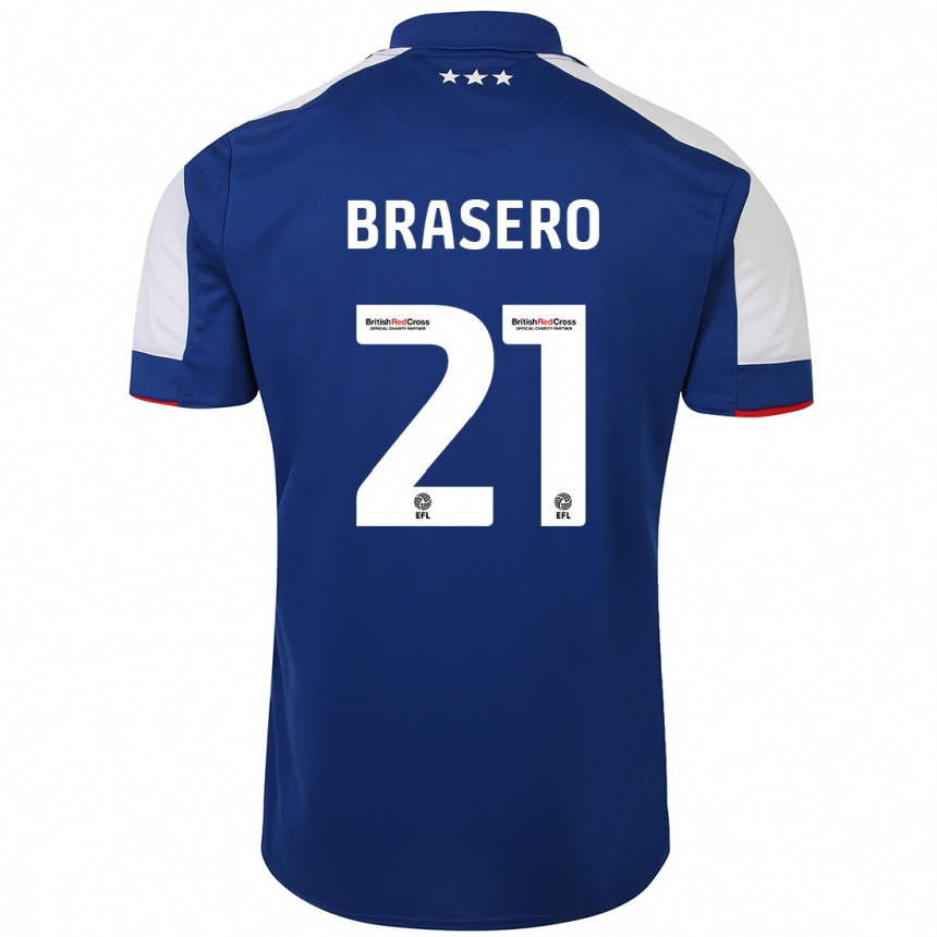 Men Football Sarah Brasero-Carreira #21 Blue Home Jersey 2023/24 T-Shirt