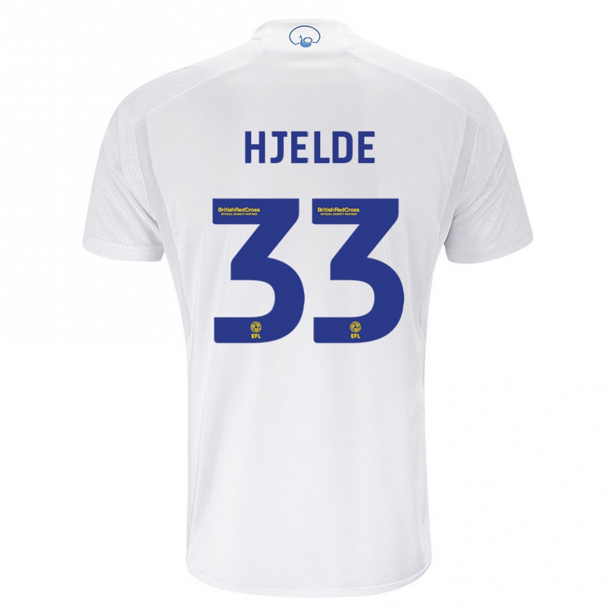 Men Football Leo Fuhr Hjelde #33 White Home Jersey 2023/24 T-Shirt