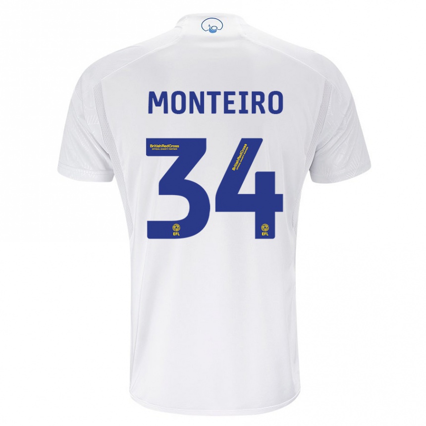 Men Football Diogo Monteiro #34 White Home Jersey 2023/24 T-Shirt