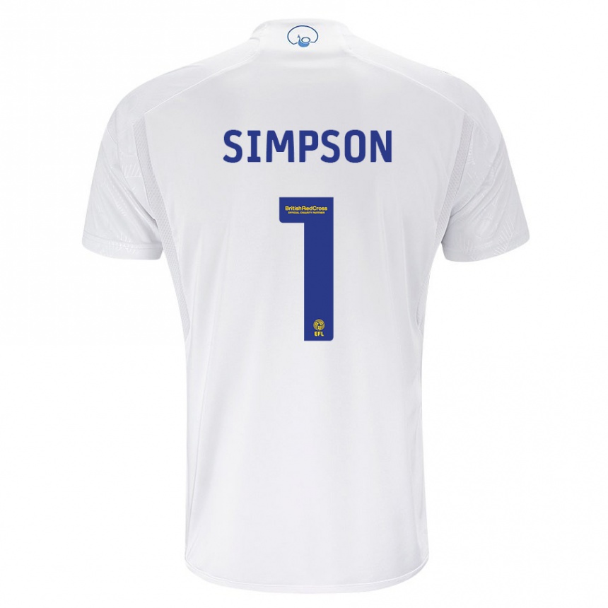 Men Football Carrie Simpson #1 White Home Jersey 2023/24 T-Shirt