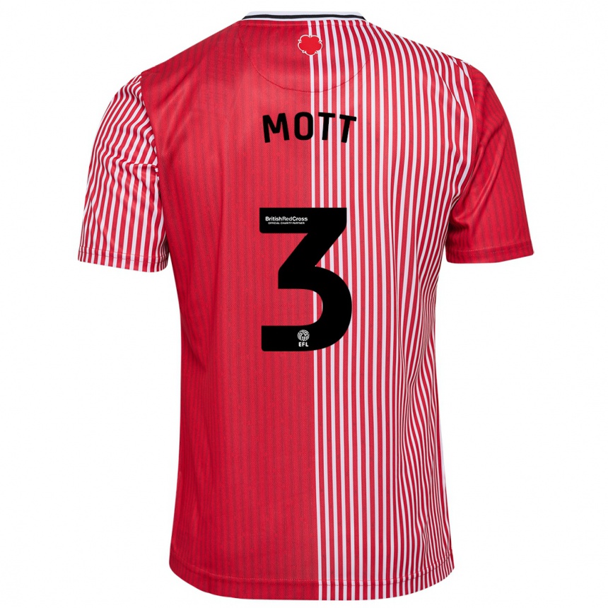 Men Football Millicent Mott #3 Red Home Jersey 2023/24 T-Shirt