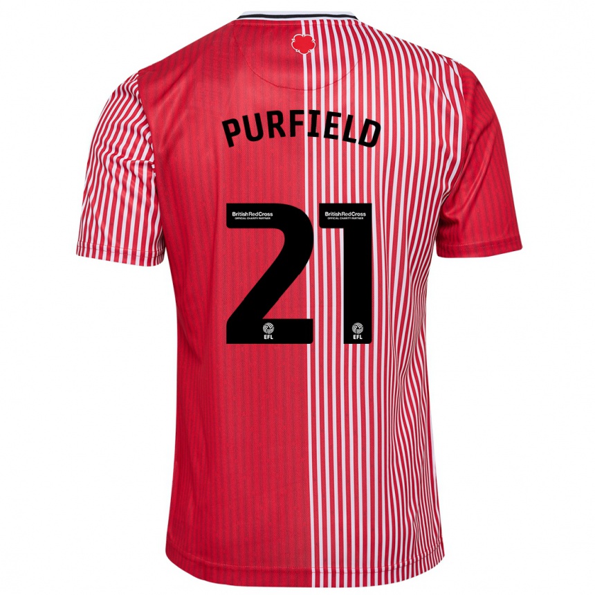 Men Football Jemma Elizabeth Purfield #21 Red Home Jersey 2023/24 T-Shirt
