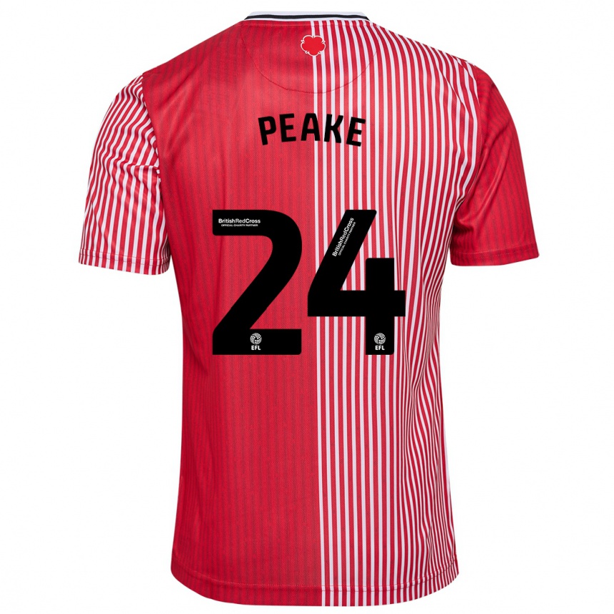 Men Football Paige Peake #24 Red Home Jersey 2023/24 T-Shirt