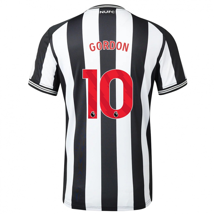 Men Football Anthony Gordon #10 Black White Home Jersey 2023/24 T-Shirt