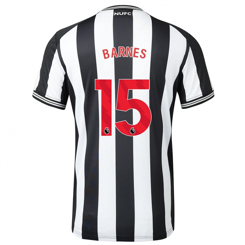 Men Football Harvey Barnes #15 Black White Home Jersey 2023/24 T-Shirt