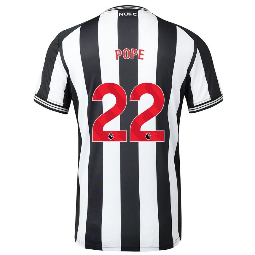 Men Football Nick Pope #22 Black White Home Jersey 2023/24 T-Shirt