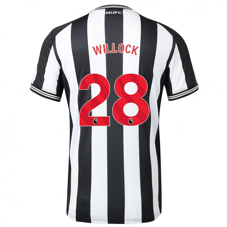 Men Football Joe Willock #28 Black White Home Jersey 2023/24 T-Shirt