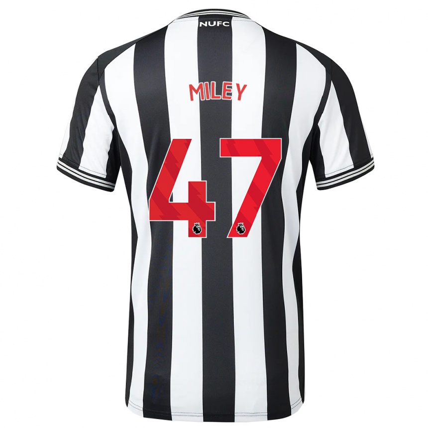 Men Football Jamie Miley #47 Black White Home Jersey 2023/24 T-Shirt