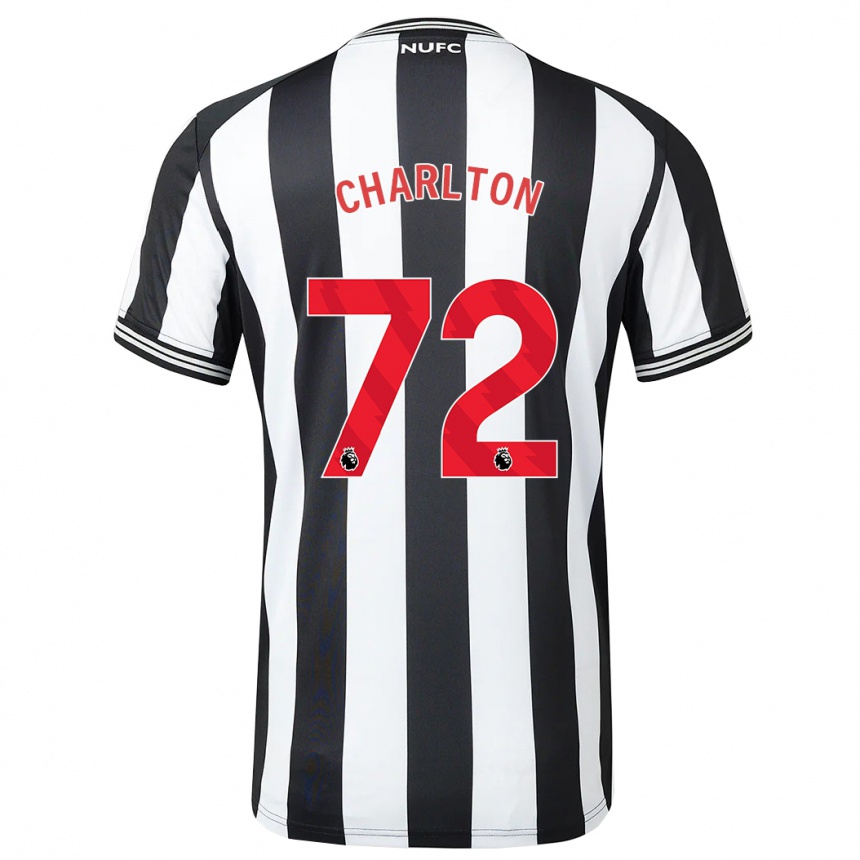 Men Football Dylan Charlton #72 Black White Home Jersey 2023/24 T-Shirt