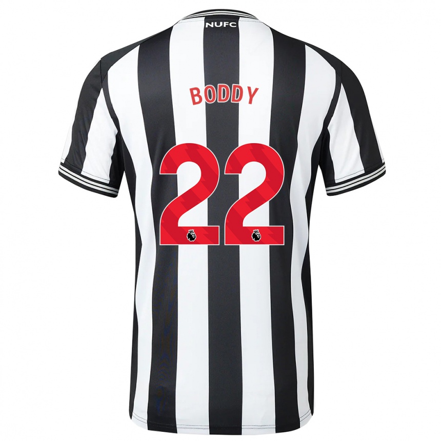 Men Football Elysia Boddy #22 Black White Home Jersey 2023/24 T-Shirt