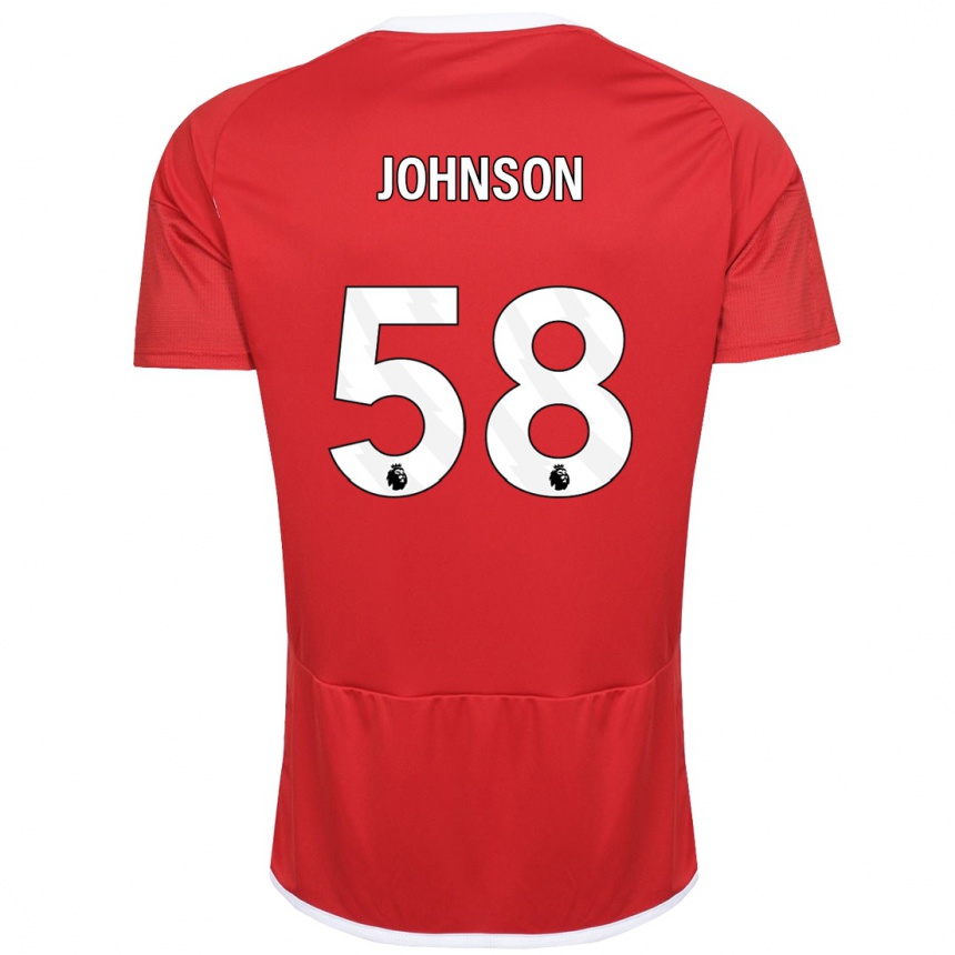 Men Football Pharrell Johnson #58 Red Home Jersey 2023/24 T-Shirt