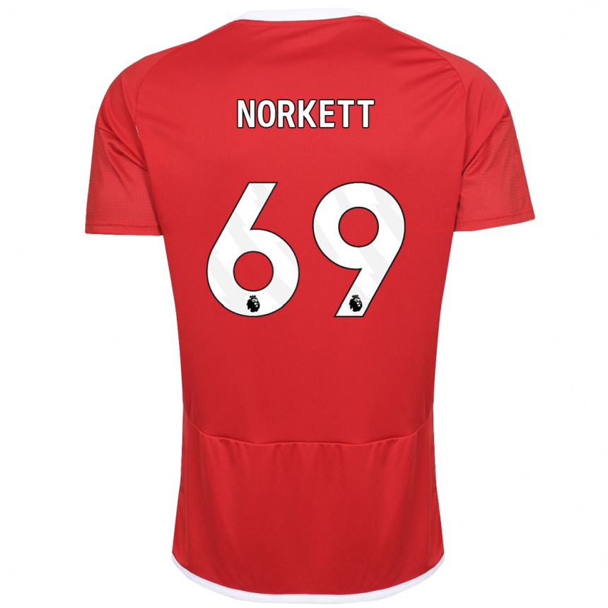 Men Football Manni Norkett #69 Red Home Jersey 2023/24 T-Shirt