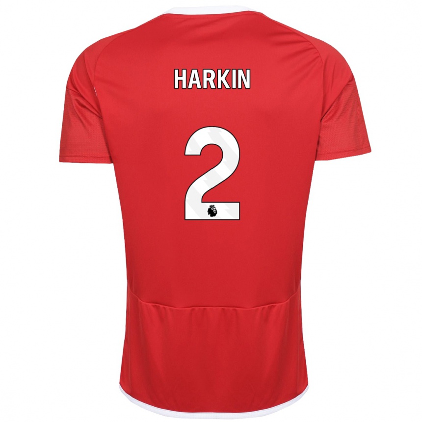 Men Football Lyndsey Harkin #2 Red Home Jersey 2023/24 T-Shirt