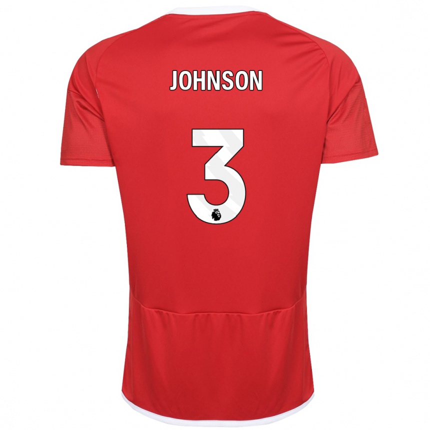 Men Football Nat Johnson #3 Red Home Jersey 2023/24 T-Shirt