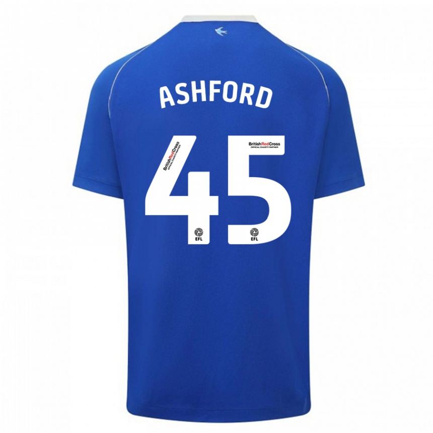Men Football Cian Ashford #45 Blue Home Jersey 2023/24 T-Shirt